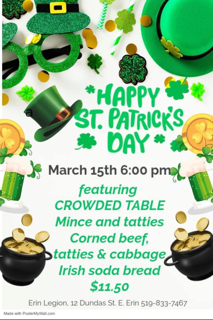 St. Patrick\u2019s- Live Music in Erin with Crowded Table