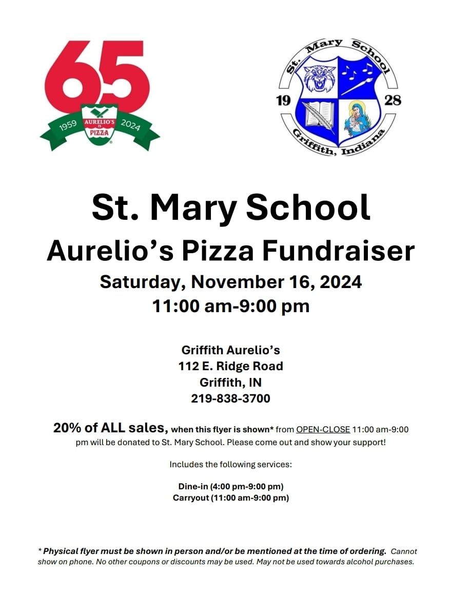 St. Mary School Aurelio's Pizza Fundraiser