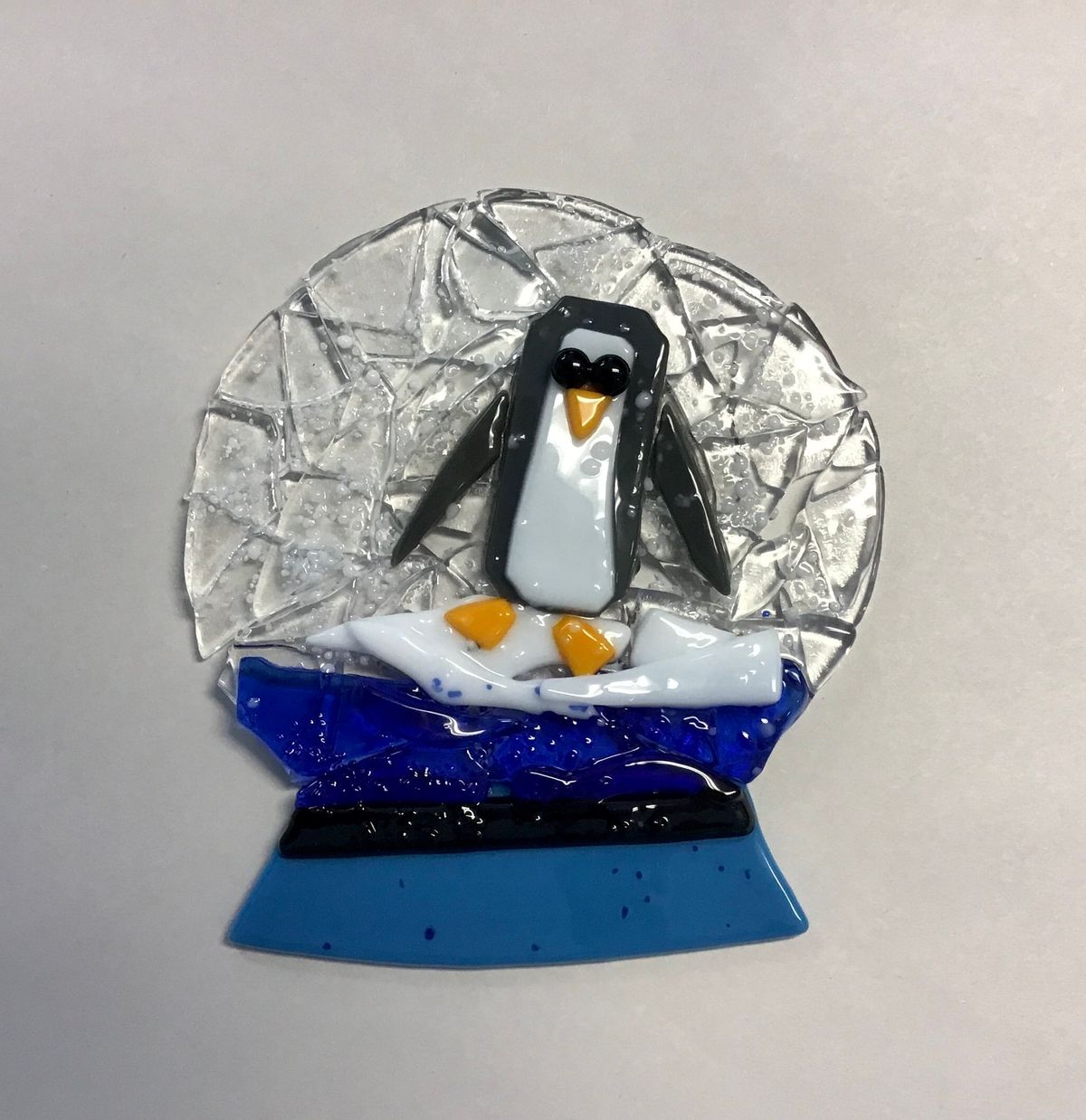 Kids Fused Glass Penguin Snowglobe