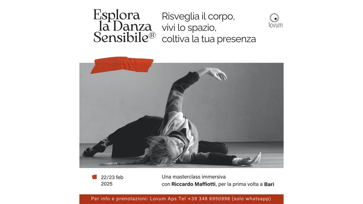 La Danza Sensibile\u00ae per la Prima Volta a Bari Masterclass con Riccardo Maffiotti \u2013 22\/23 Febbraio 25