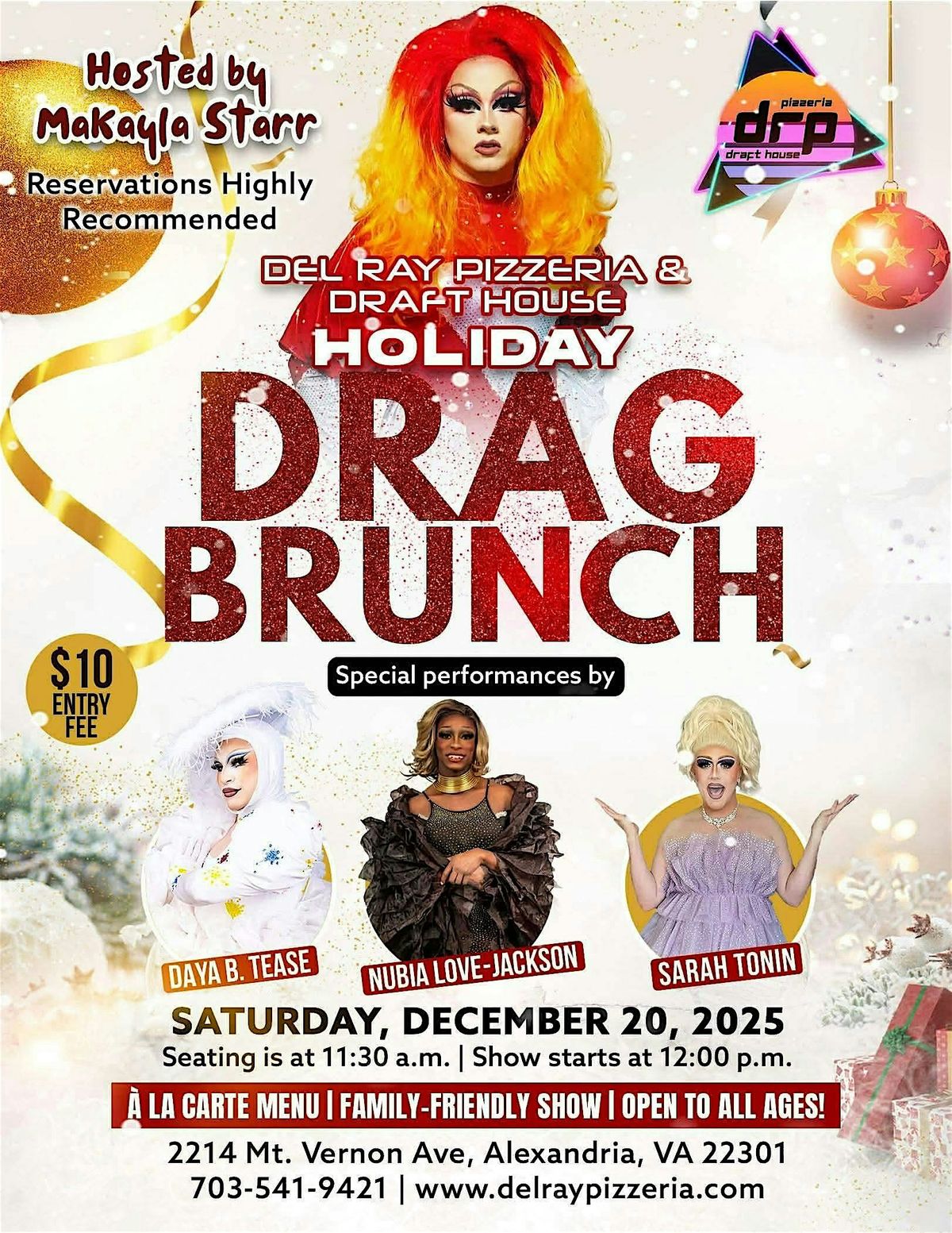 Del Ray Pizzeria Holiday Drag Brunch