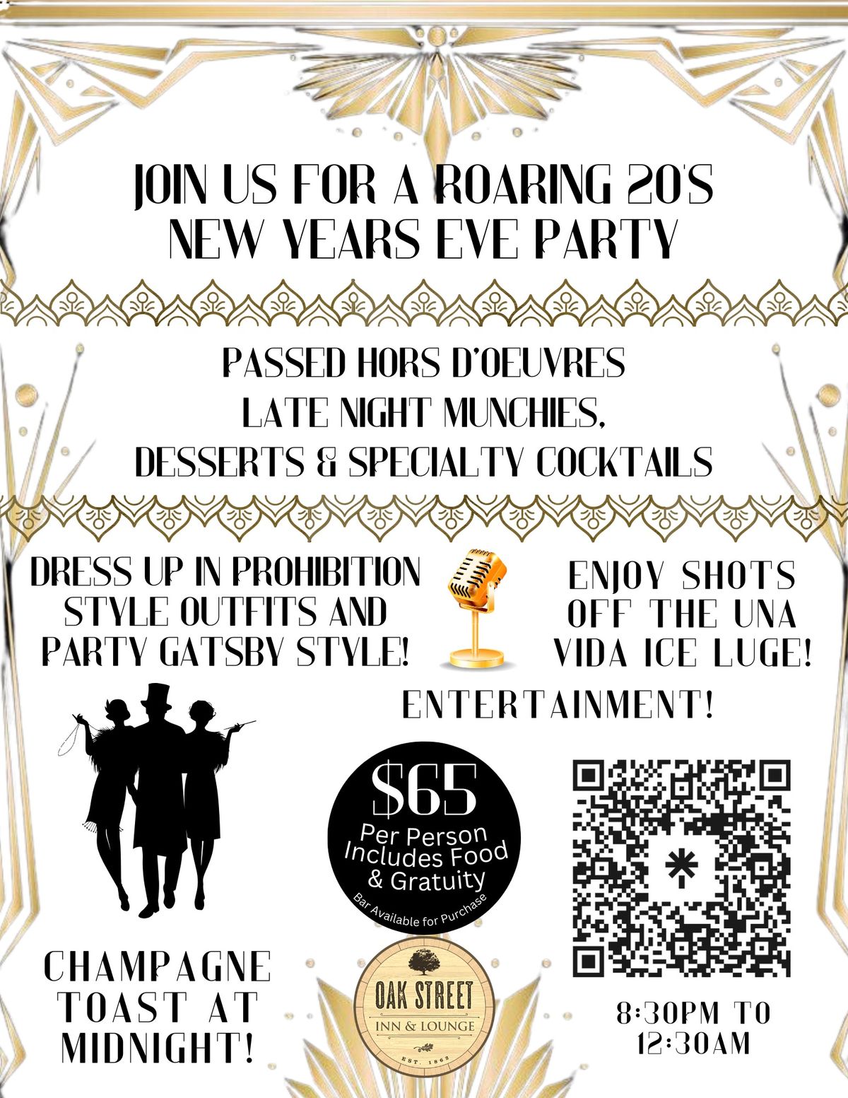 Roaring 20\u2019s New Years Eve party at Oak Street