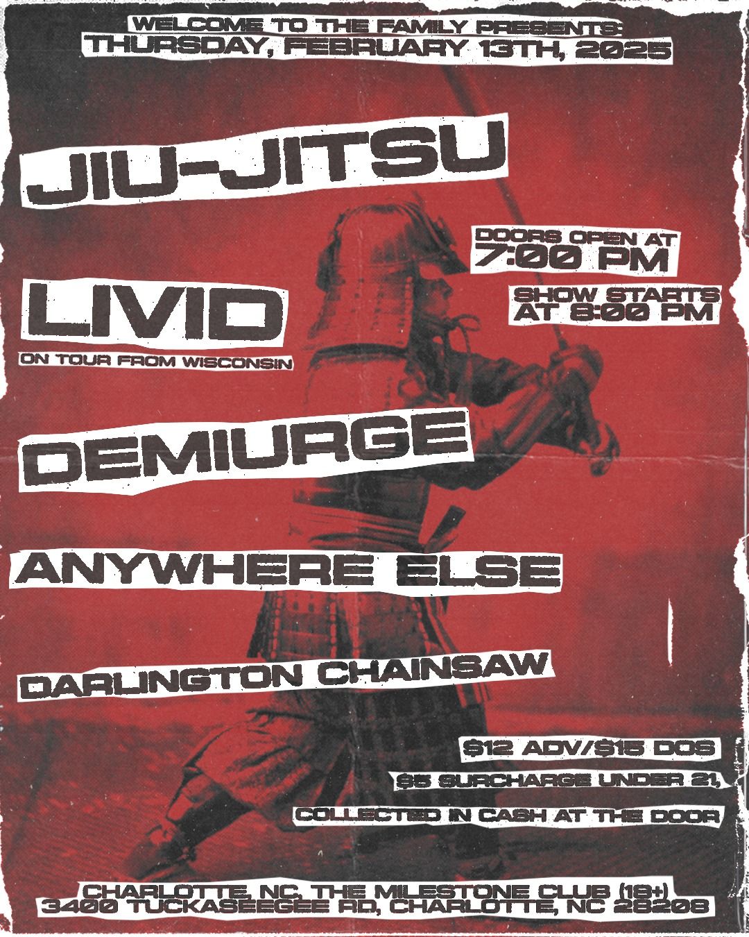 Jiu-Jitsu, Livid, Demiurge, Anywhere Else, and Darlington Chainsaw