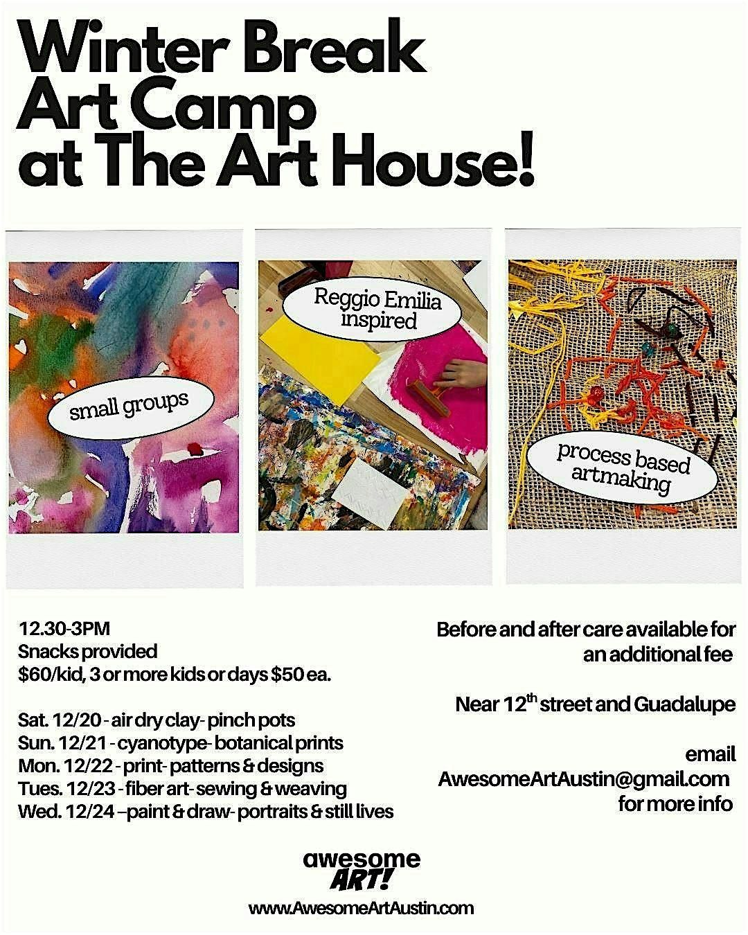 Winter Break Kids Art Club- Ages 6 & Up - TUES. Fiber Arts