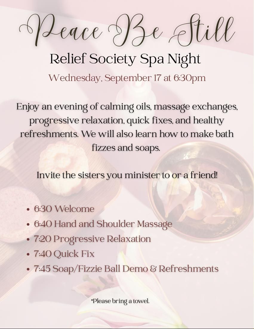 North Shore 2nd Relief Society Activity: Spa Night