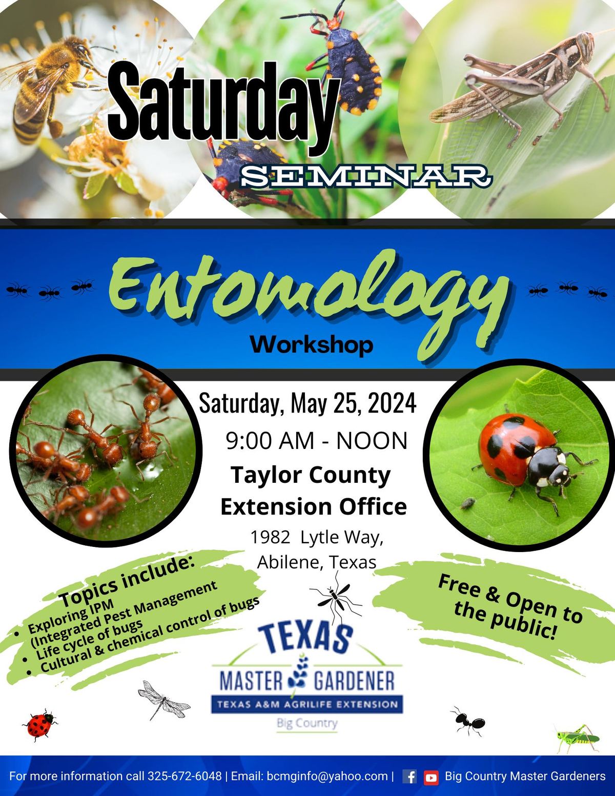 FREE Saturday Seminar - Entomology