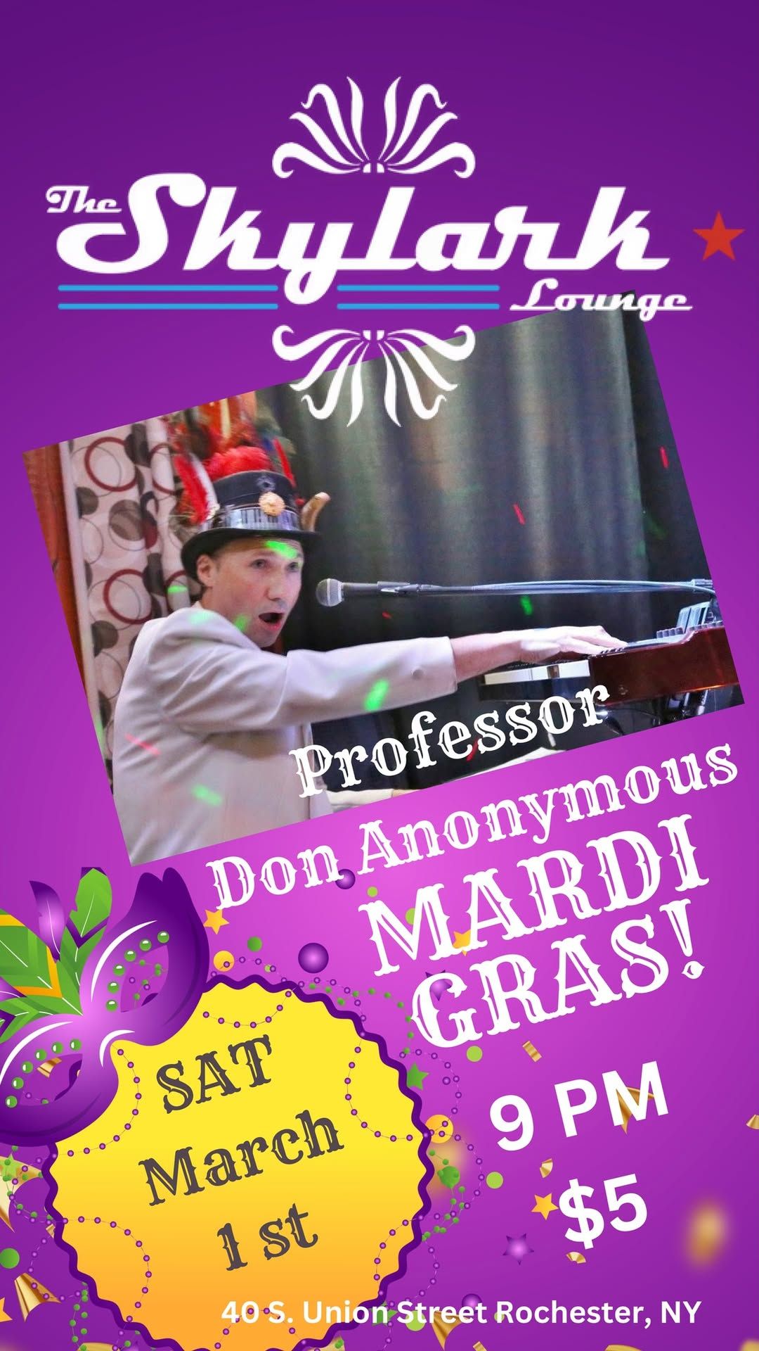 Professor Don Anonymous MARDI GRAS at Skylark! 