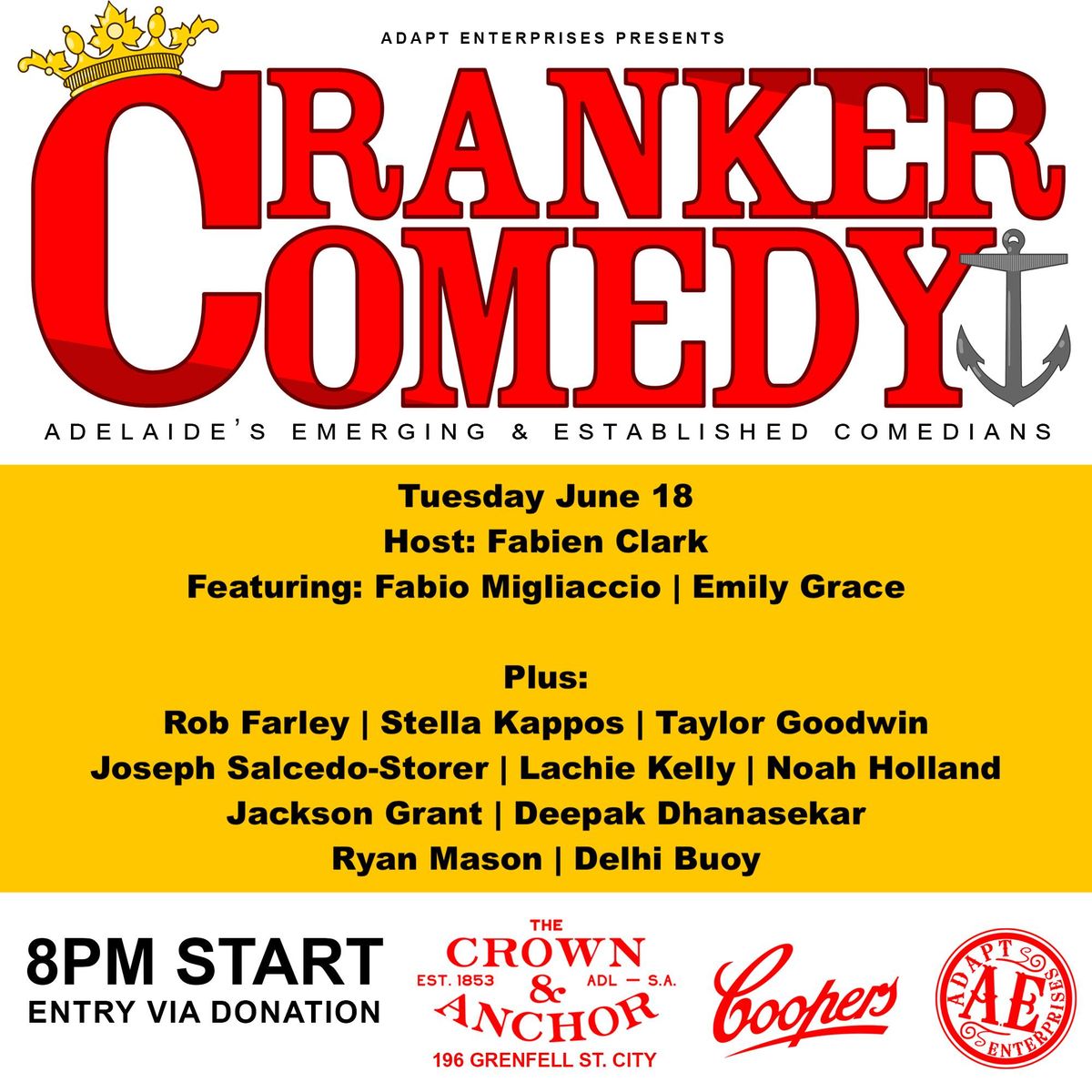 Cranker Comedy Tues June 18