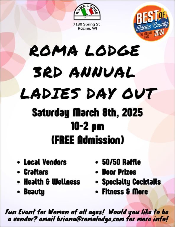 Roma Lodge 3rd Annual Ladies Day Out 