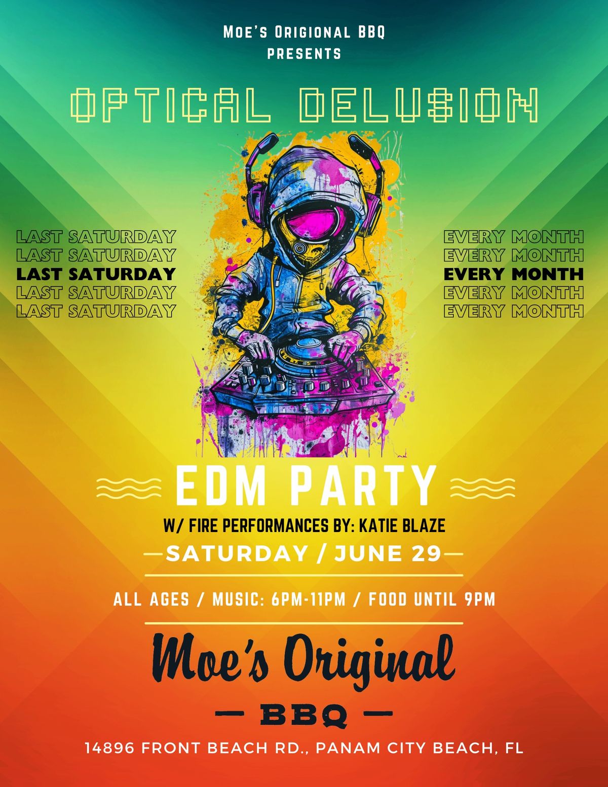 EDM party on the patio w\/ DJ Optical Delusion & Friends 