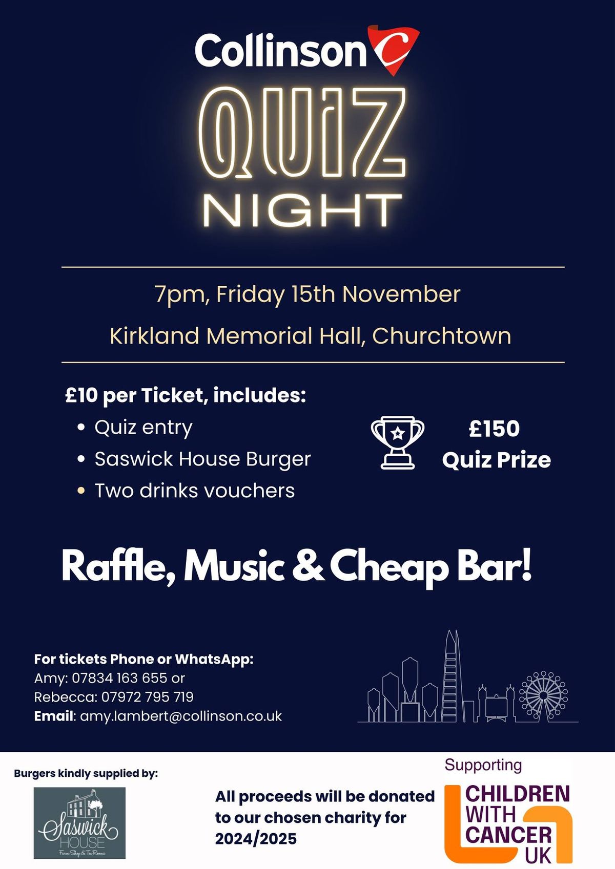 Team Collinson Fundraising Quiz Night for Children with Cancer