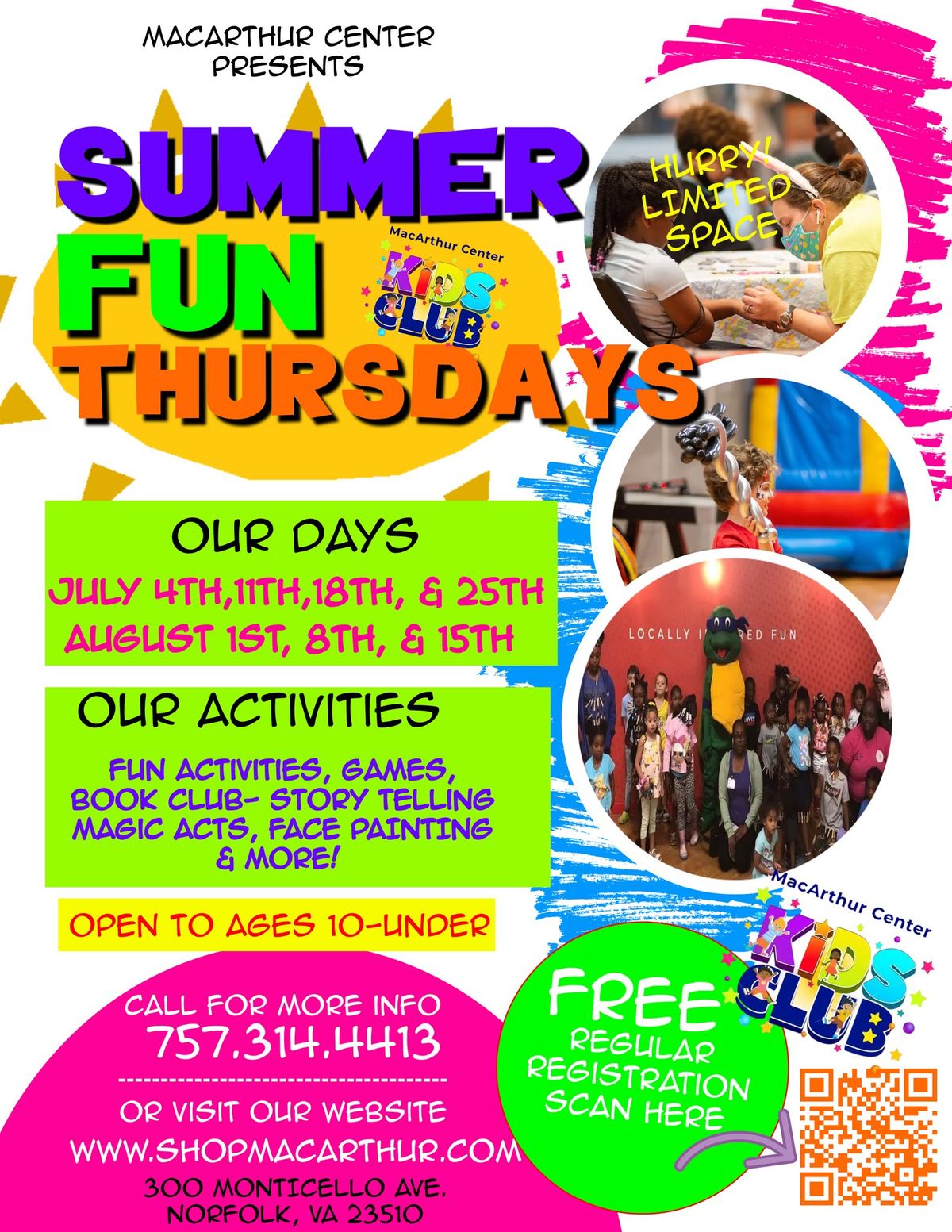 Summer Fun Thursdays at MacArthur Center! 