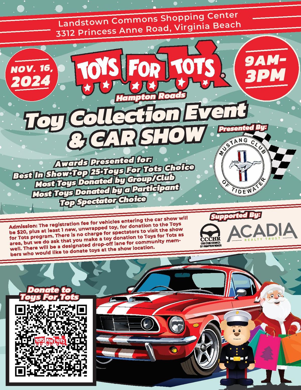 Hampton Roads Toys for Tots Toy Collection Day & Mustang Club of Tidewater Car Show