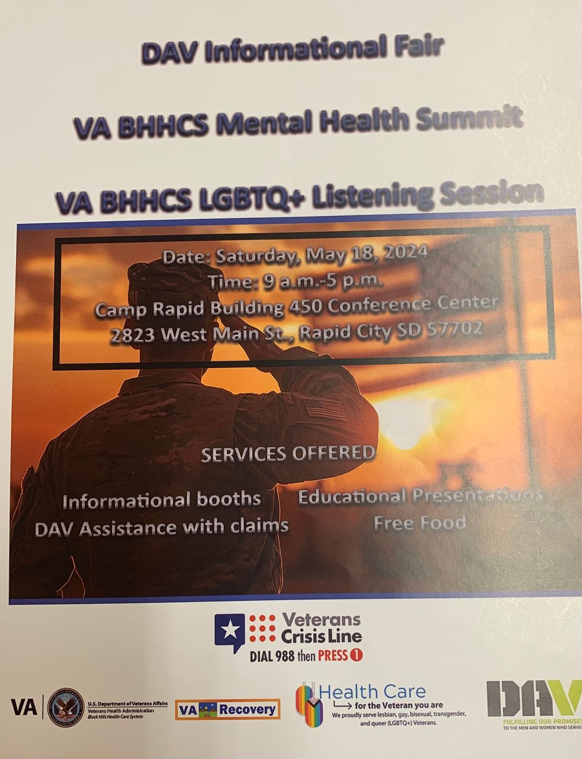 Black Hills VA Mental Health Summit & Rapid City DAV Information Fair
