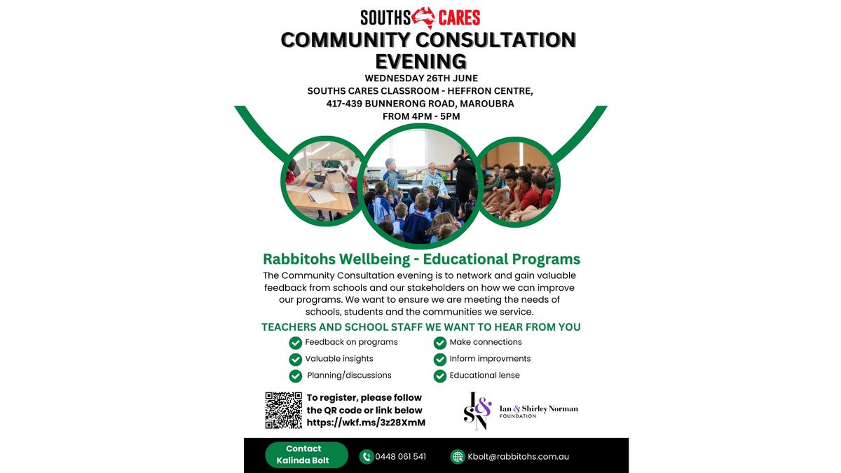 Rabbitohs Wellbeing - Community Consultation Evening