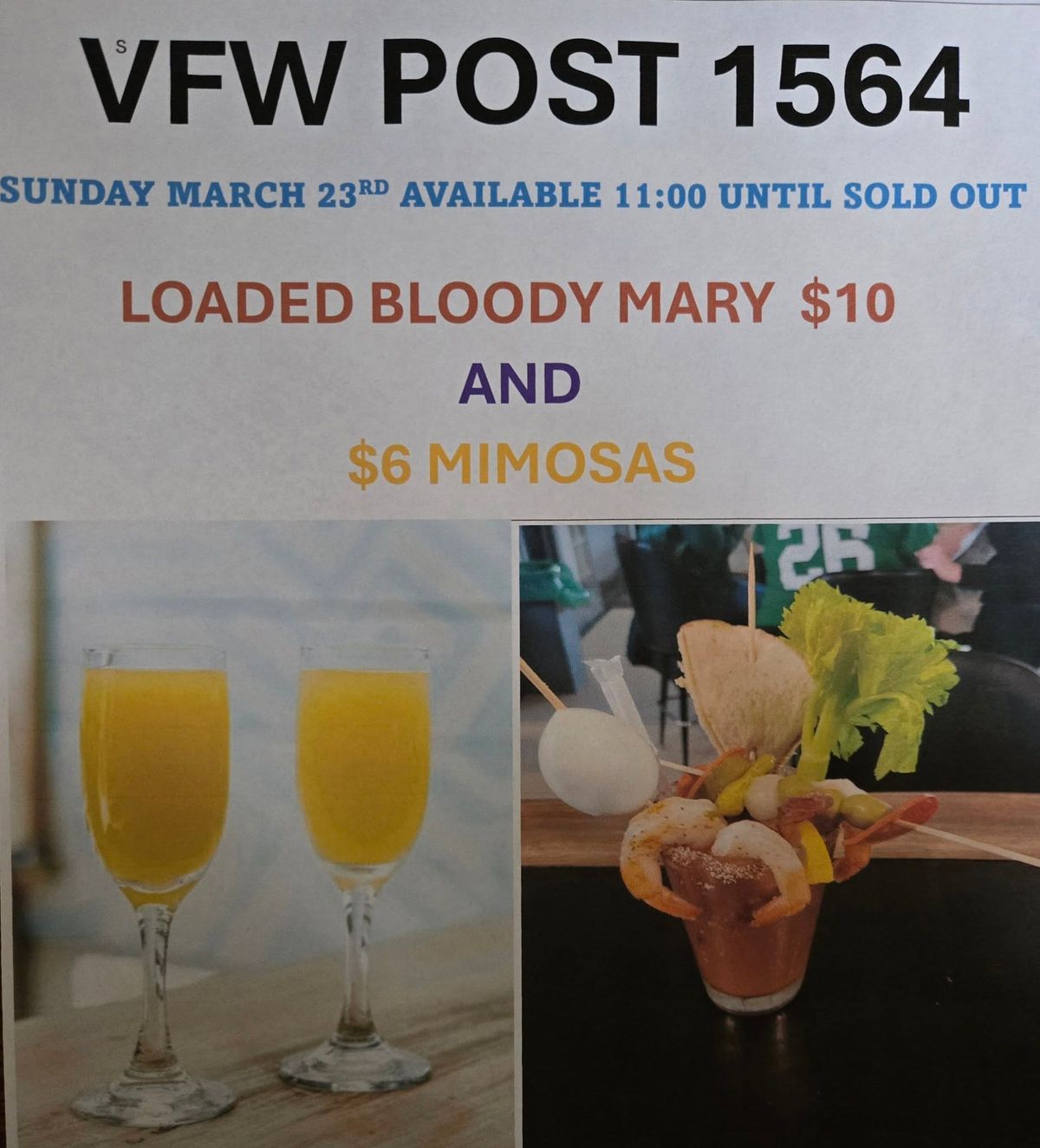 Phoenixville VFW Loaded Bloody Mary & Mimosa Day