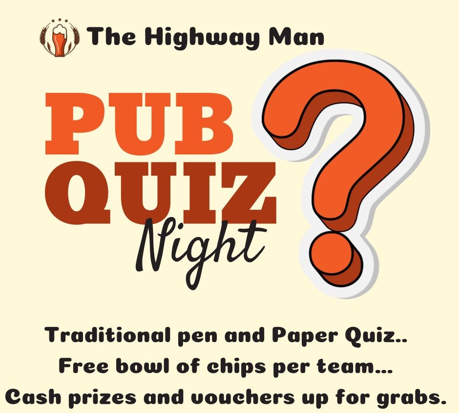 PUB QUIZ EVERY THURSDAY FROM 8.00pm