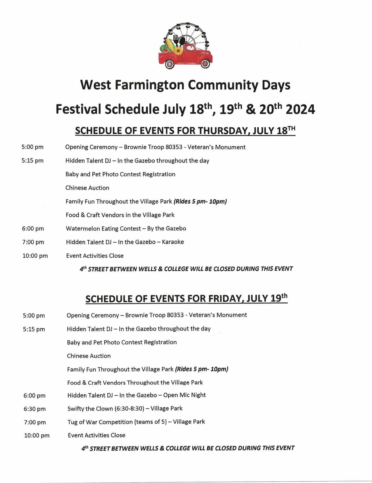 West Farmington Community Days 2024 Festival