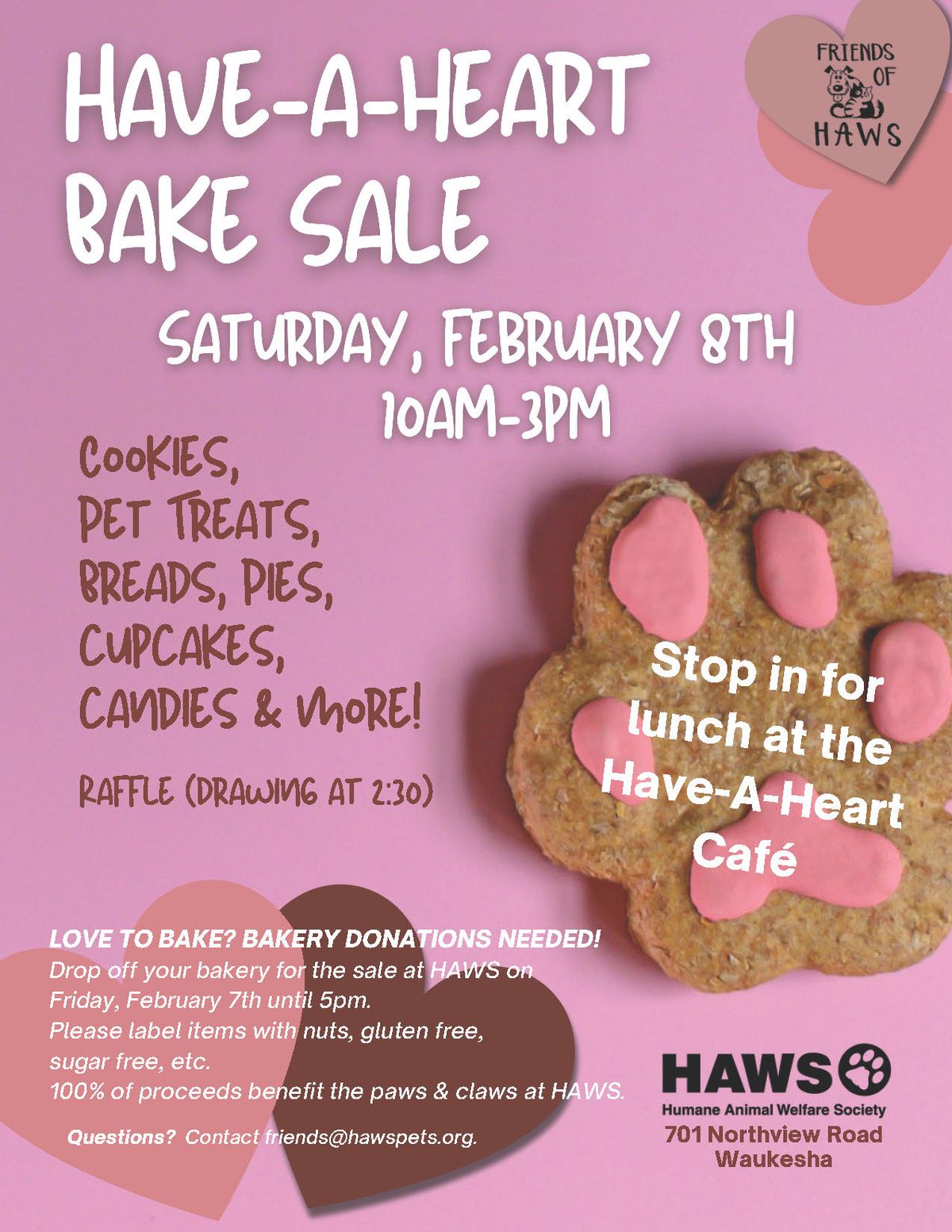 Friends of HAWS Have-A-Heart Bake Sale