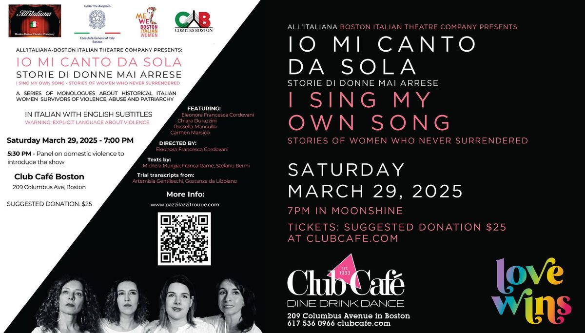 Io Mi Canto da Sola (I Sing My Own Song) - Panel (5:30 PM) and Show (7:00 PM)