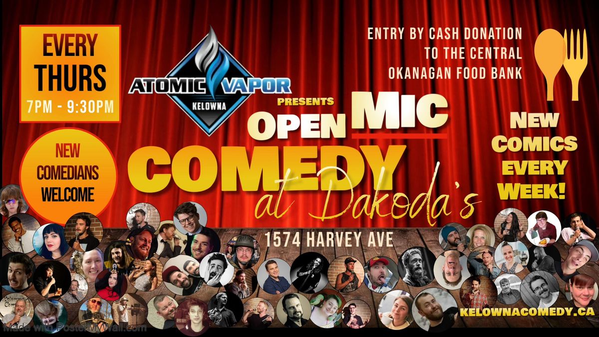 Atomic Vapor presents Open MIc Comedy for the Central Okanagan Food Bank