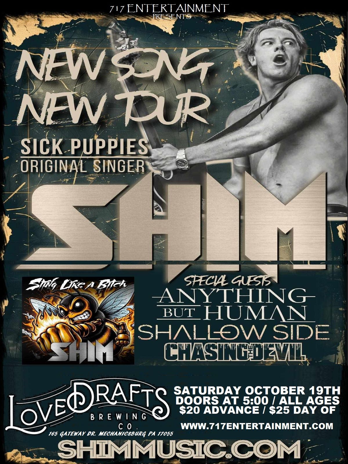 SHIM (Original Singer of Sick Puppies) w\/ Anything But Human, Shallow Side & more at Lovedrafts