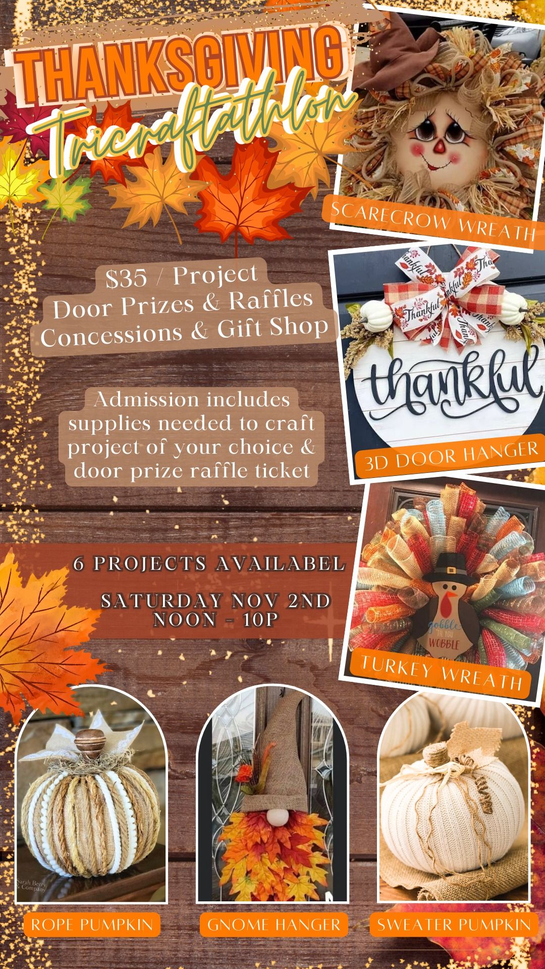 Thanksgiving TriCRAFTathlon (PICK YOUR PROJECT)