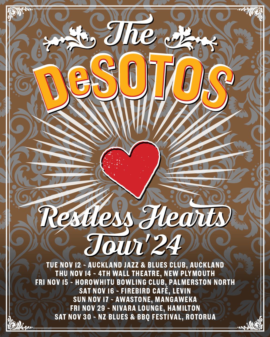 The DeSotos 'Restless Hearts Tour' Nov 2024 - POSTPONED to 2025