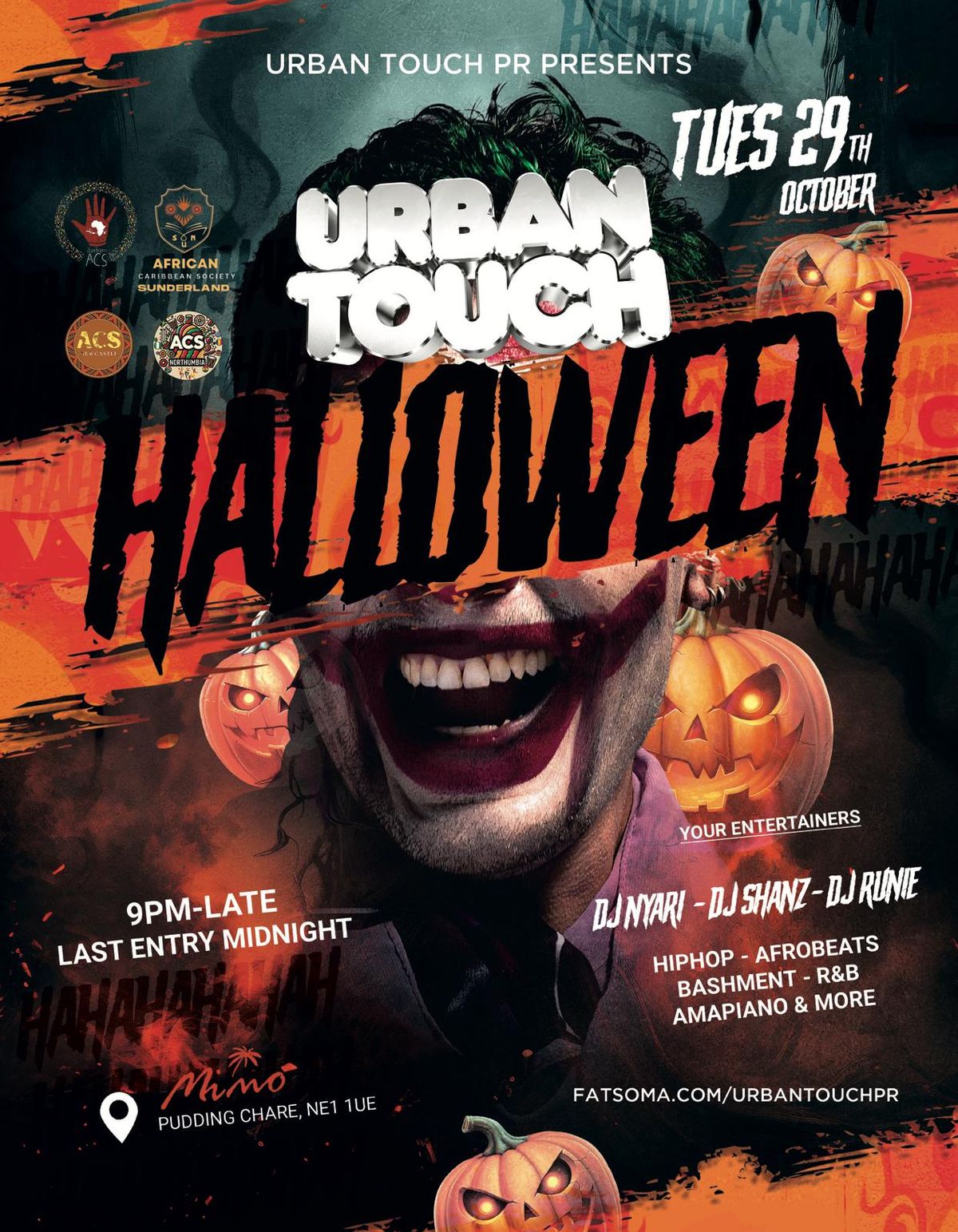 URBAN TOUCH FRESHERS TOUR NEWCASTLE HALLOWEEN FANCY DRESS PARTY