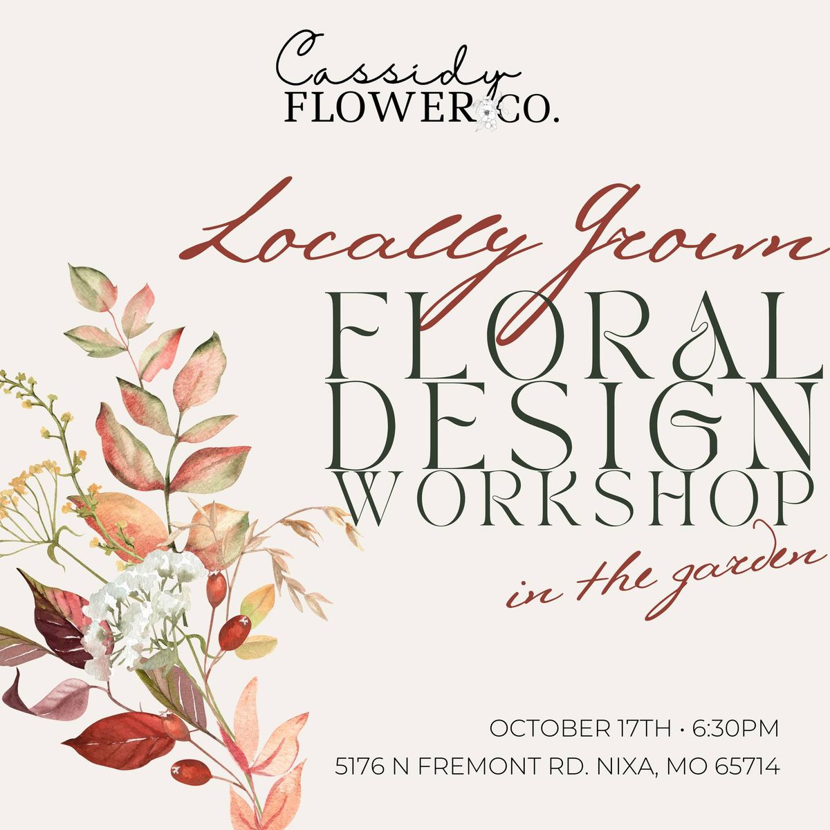 Locally Grown Floral Design Workshop in The Garden