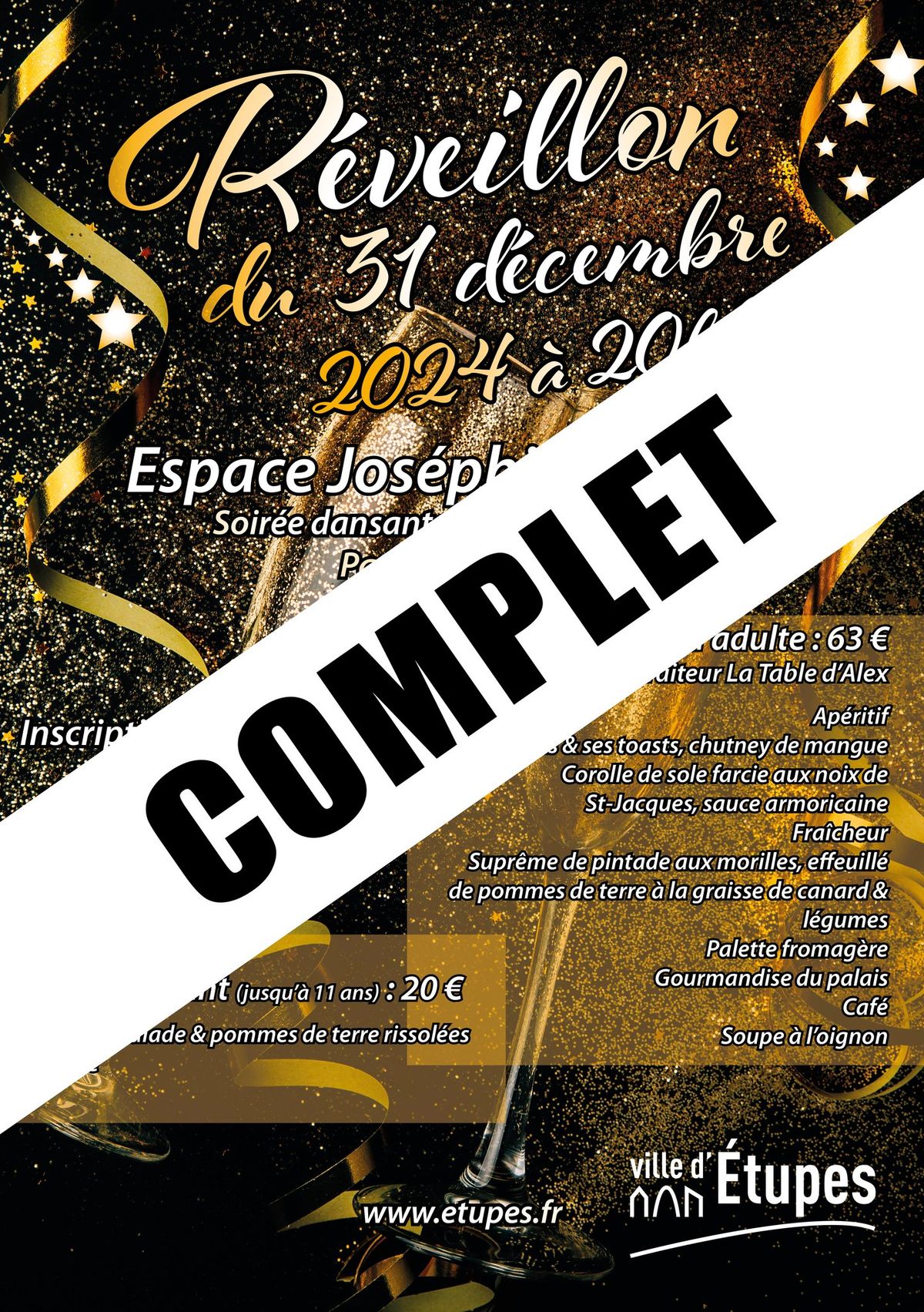 R\u00e9veillon de la St-Sylvestre : complet !