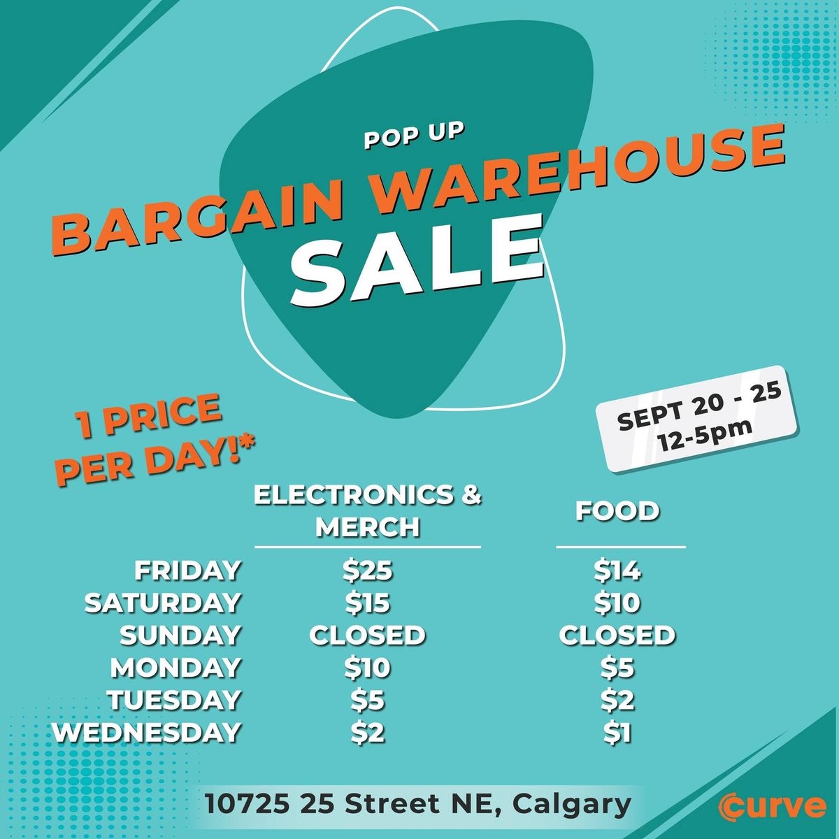 Pop Up Bargain Warehouse SALE