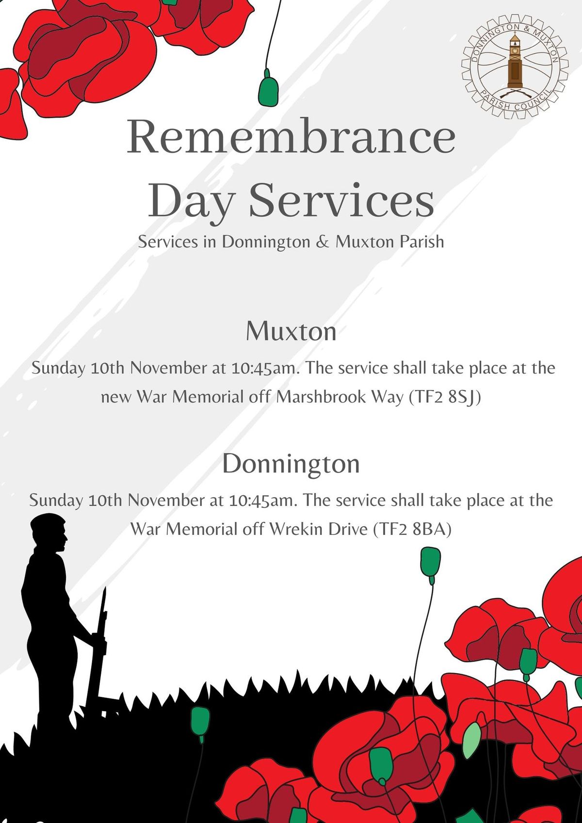 Remembrance Services in Donnington & Muxton