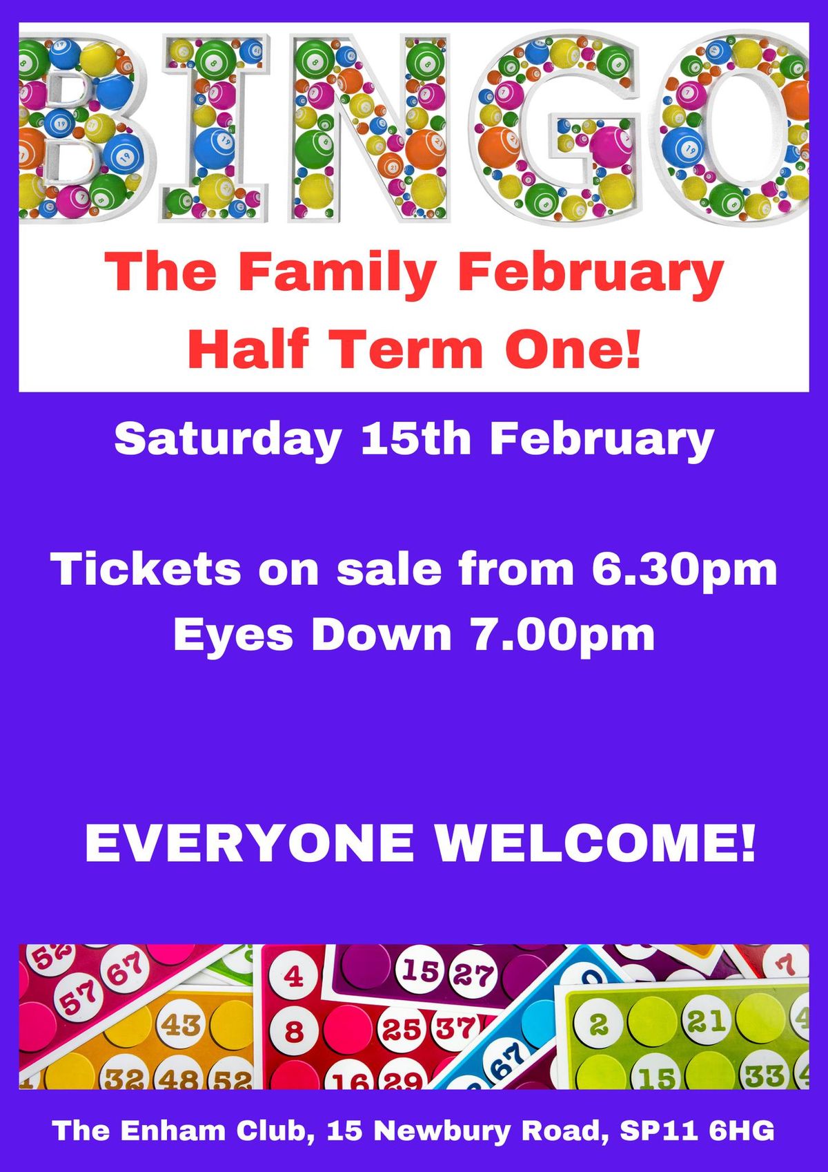 HALF TERM FAMILY BINGO NIGHT!