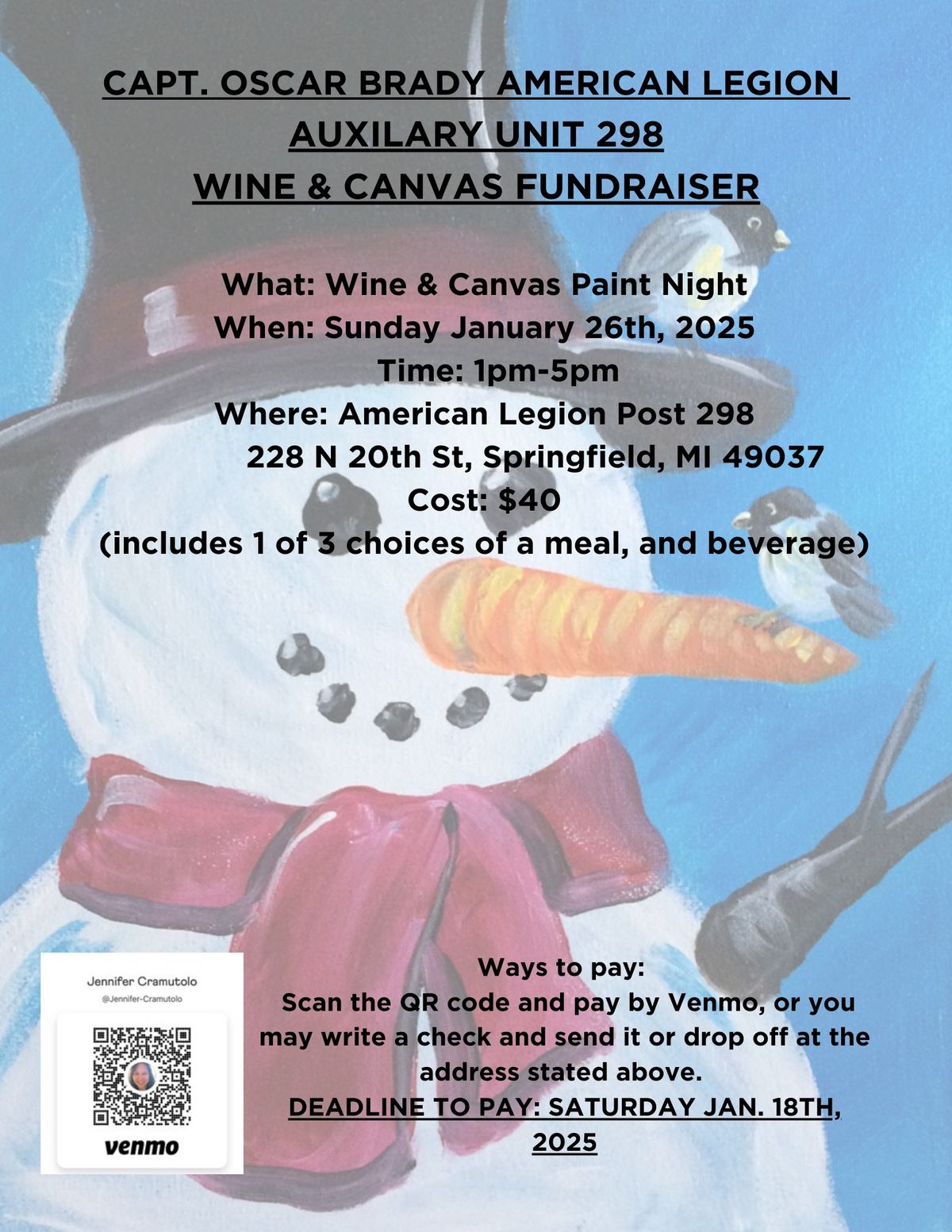 Wine & Canvas Auxiliary Unit 298 Event