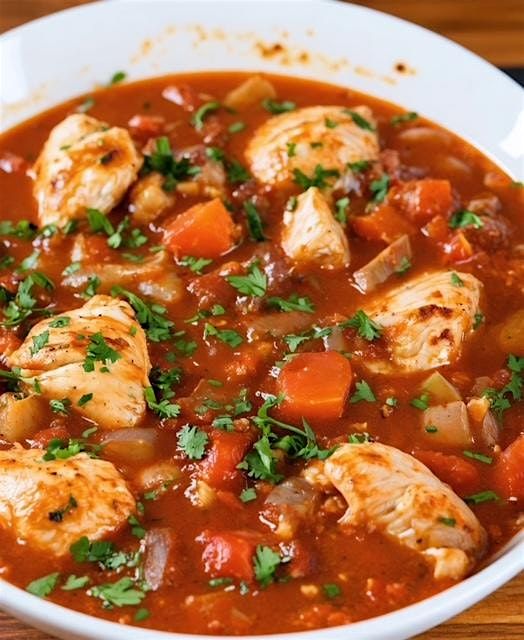 Italian Chicken Stew with fresh Broccoli Salad