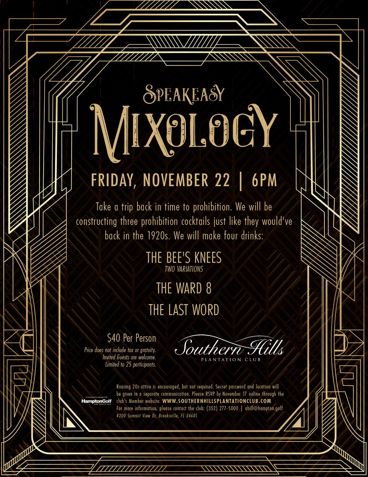 Speakeasy Mixology (Member Event)