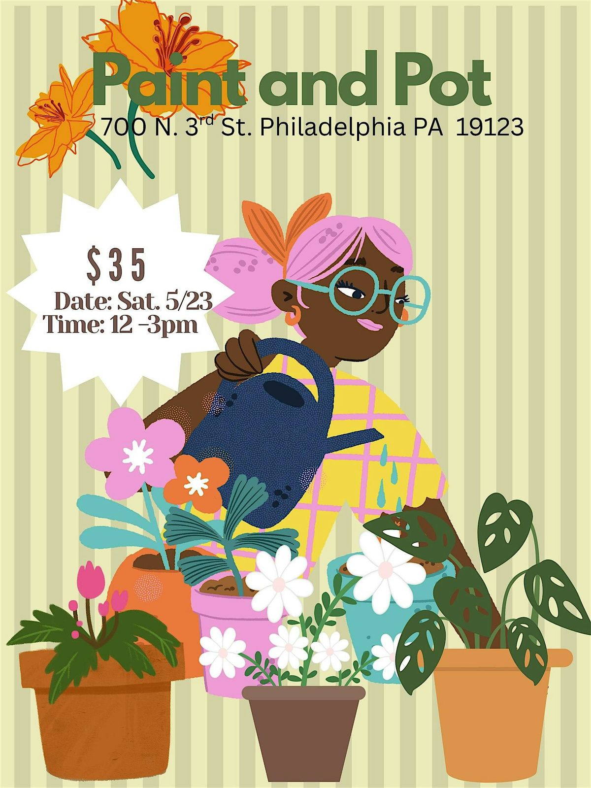 Paint and Pot- Flowers Provided