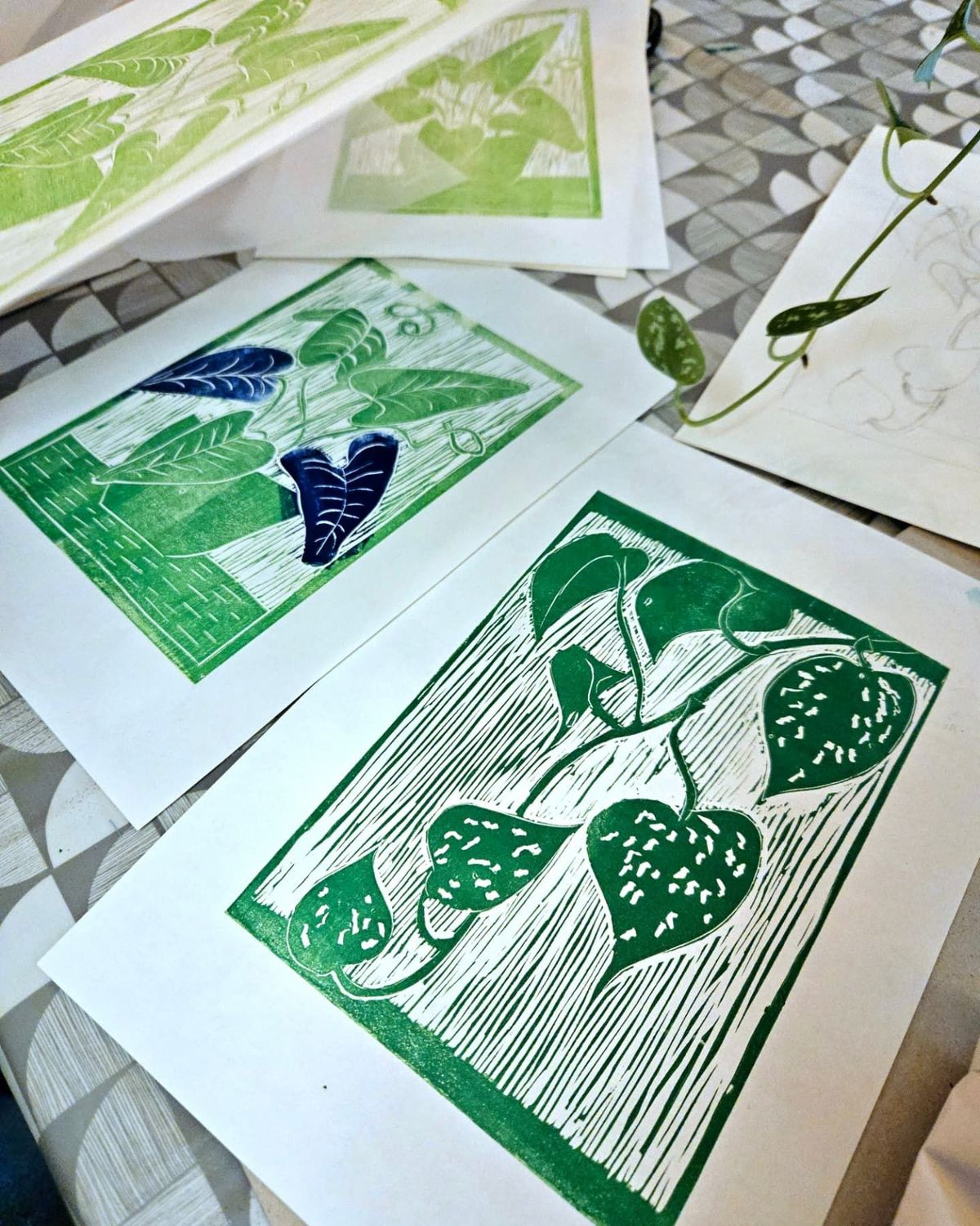 Botanical Linocut Printmaking with ejsparkles