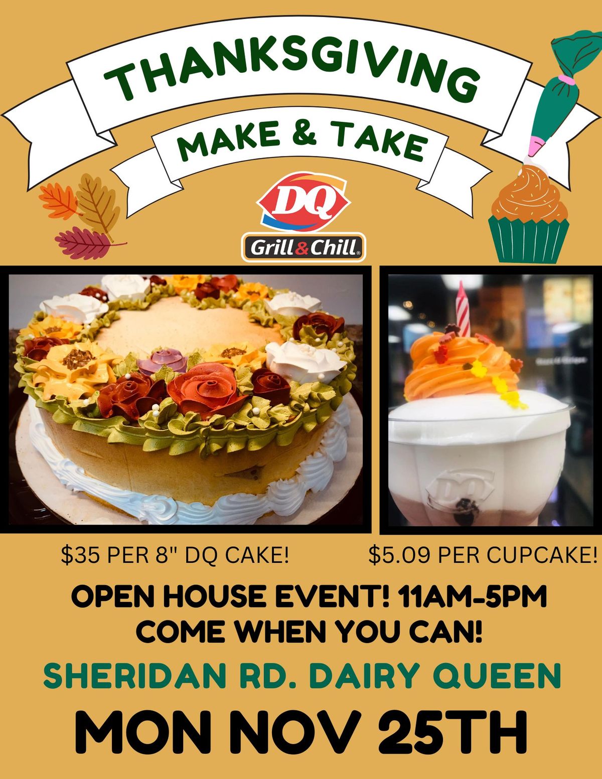 Make & Take Thanksgiving Cake Event at Sheridan Rd. DQ!