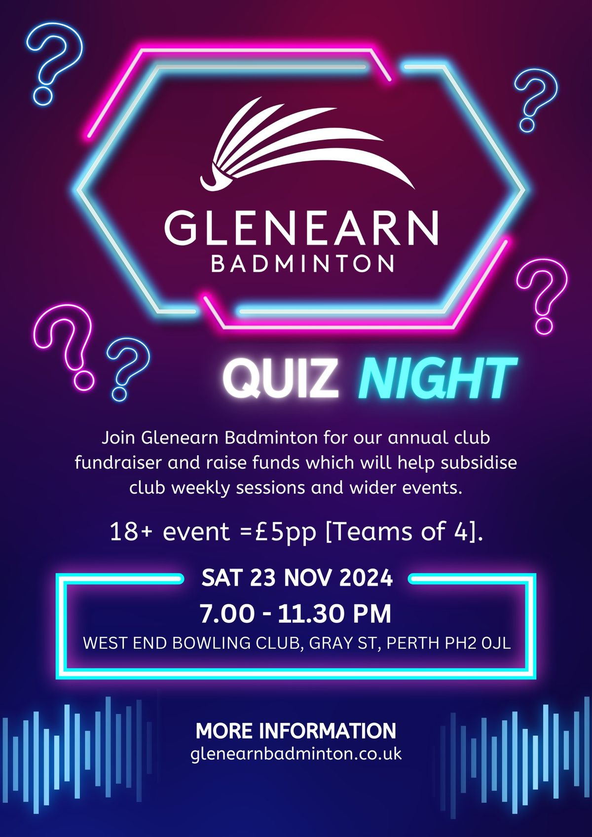 Glenearn Badminton Club Quiz Night