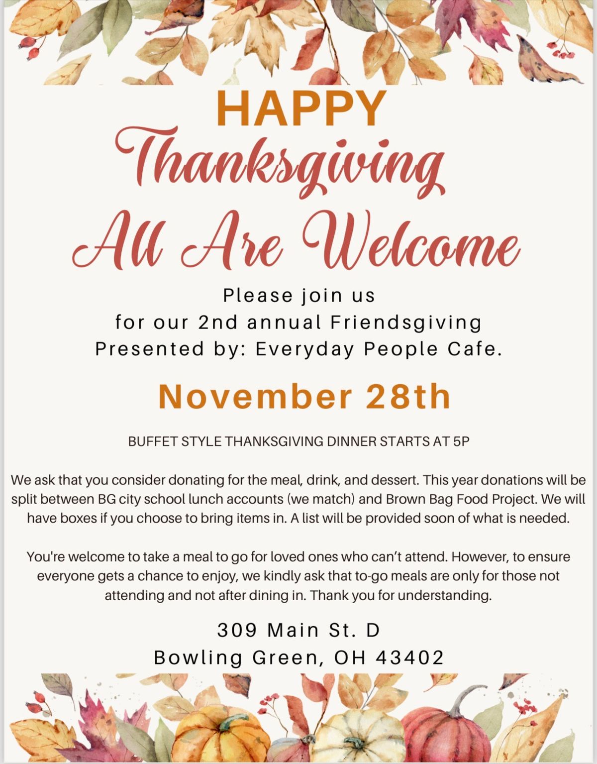 Everyday People Cafe's 2nd annual Friendsgiving