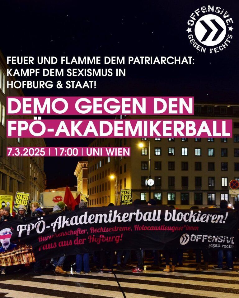 Demonstration gegen den FP\u00d6-Burschenschafterball am 7. M\u00e4rz 2025