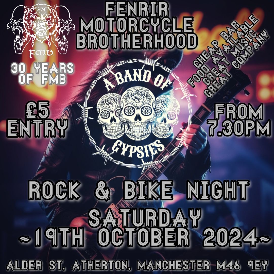 FMB present - October Rock and Bike Night ft A Band of Gypsies