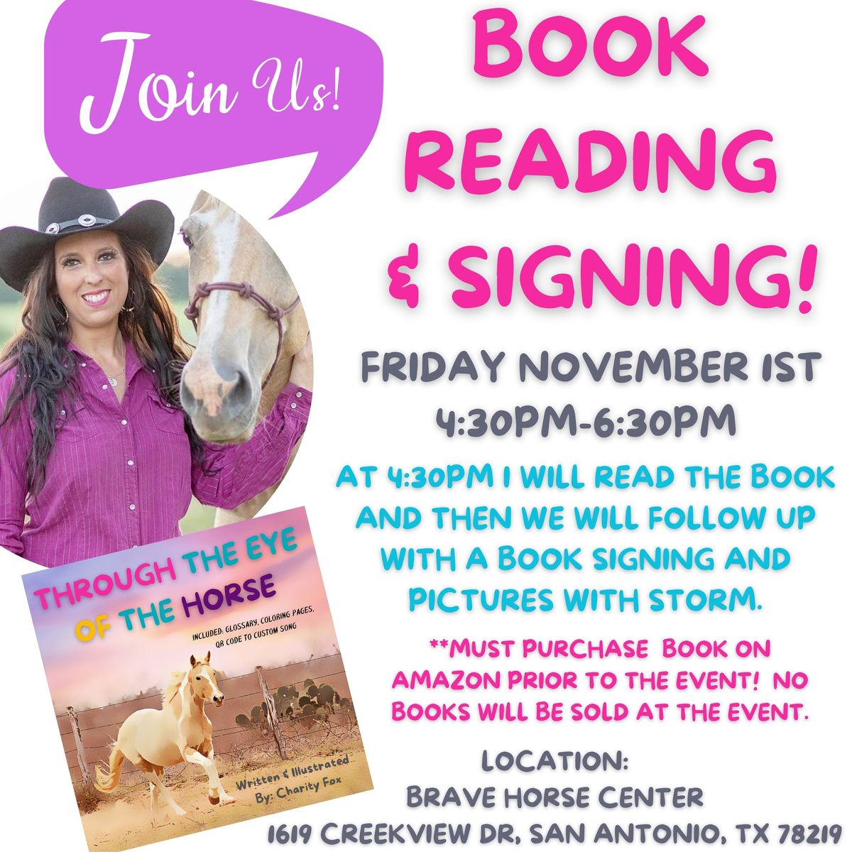 Children's Book "Through The Eye of The Horse" Book Reading and Signing