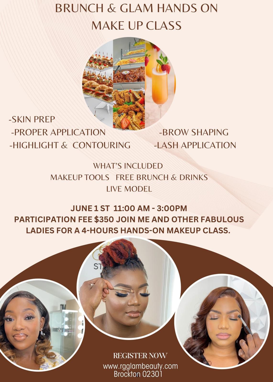 Brunch and Glam Hands on Makeup Class