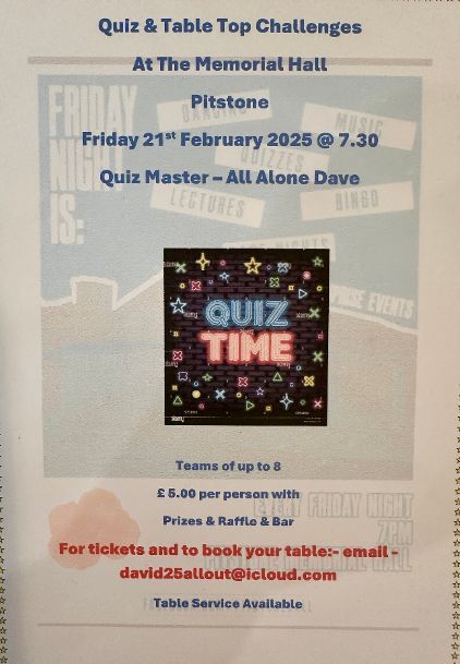 Pitstone Memorial Hall Quiz night