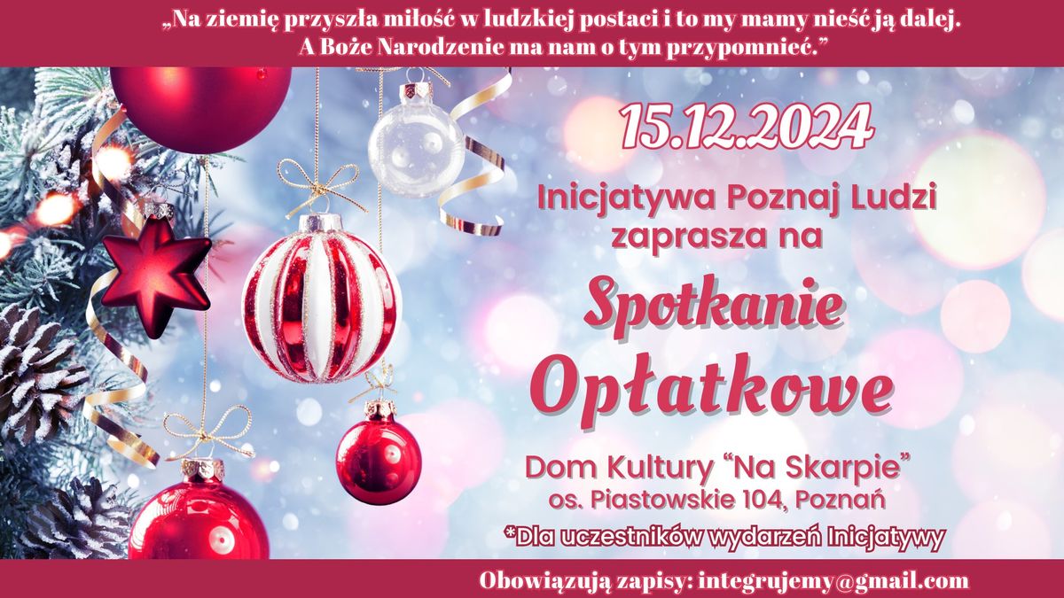 Spotkanie Op\u0142atkowe dla uczestnik\u00f3w wydarze\u0144 Inicjatywy Poznaj Ludzi :) 15.12.2024