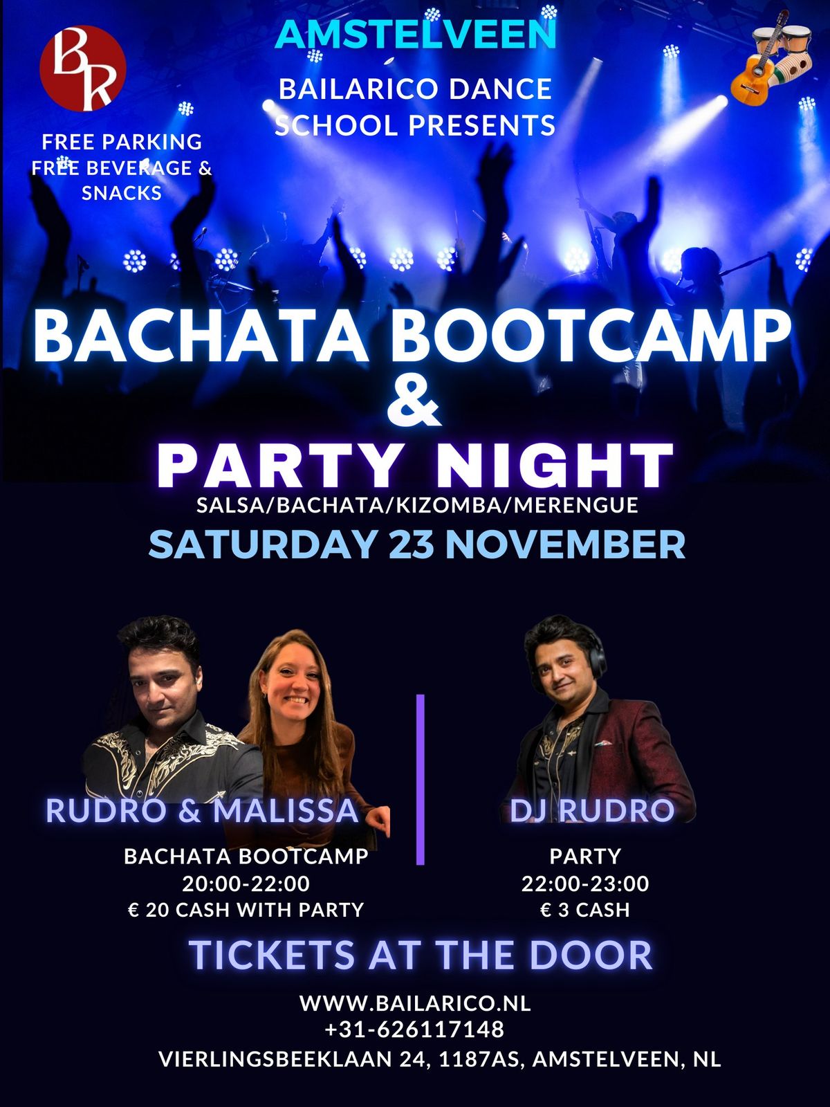 Bachata Bootcamp and Latin Dance Party in Amstelveen by Bailarico