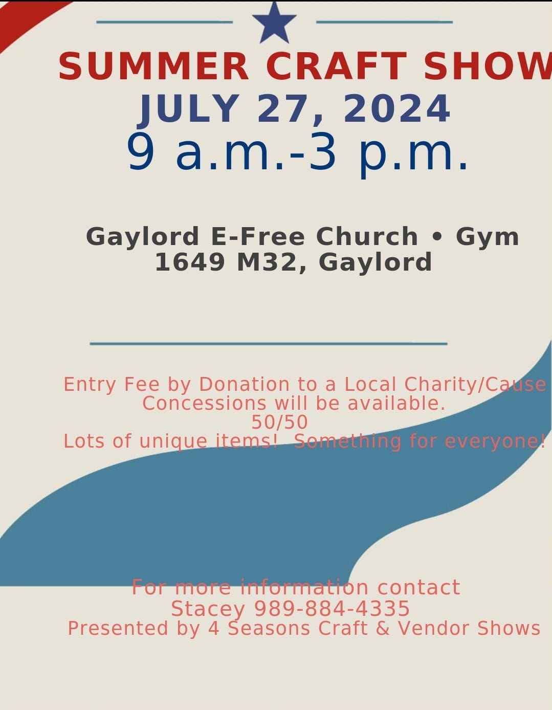 Christmas in July Summer Craft\/Vendor Show- Gaylord E-Free Church Holiday Craft & Vendor Show 